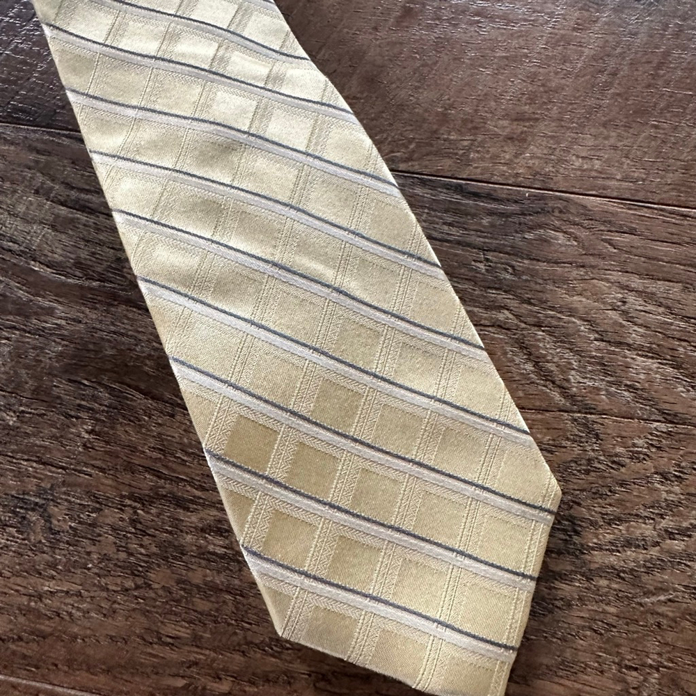 Men's Michael Kors Gold & Gray Plaid Silk Tie